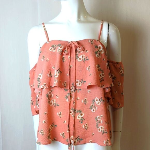 Summer Top Peach Print Size Medium NWOT - Picture 1 of 7